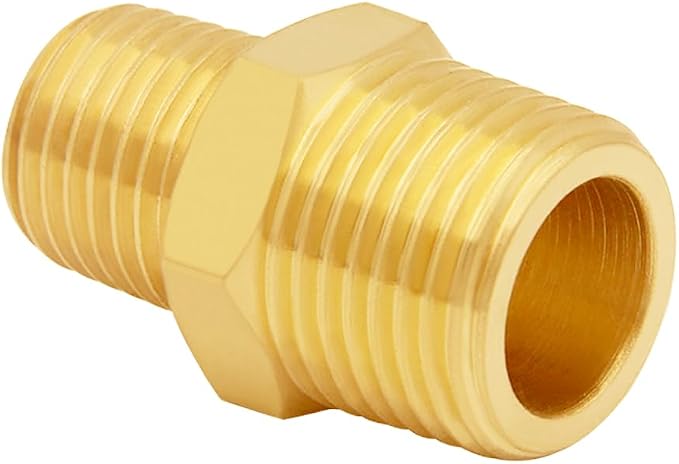 Uenede Brass 1/4" NPT Male to 1/2" NPT Male Reducer Adapter - Image 4