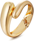 Golden Polished Chunky Twisted Hinged Waterdrop Bangle Bracelet for Women Spiraled Oval Bangle Bracelet