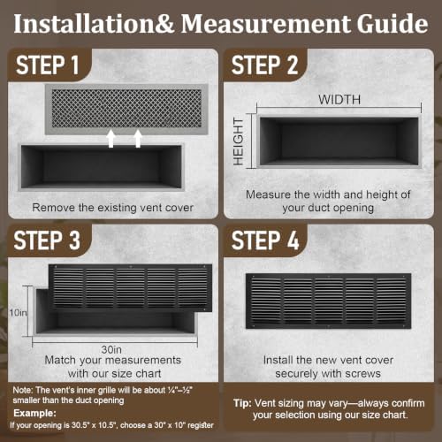 30x10 Black Steel Return Air Grille, Fits 30"W x 10"H Duct Opening - Image 5