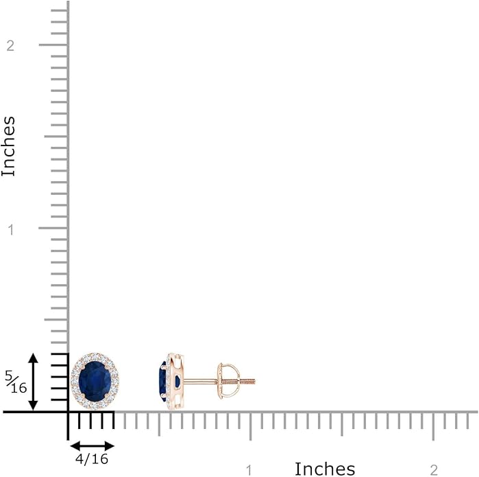 ANGARA Natural Blue Sapphire Earrings for Women | Prong-Set Oval Blue Sapphire Stud Earrings with Diamond Halo in 14K Solid Gold/Platinum | September Birthday, Anniversary, Gemstone Jewellery Gift