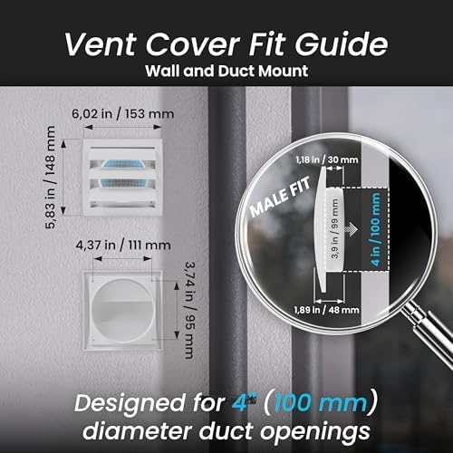 Repa Market ABS Plastic Gray 4 Inch Dryer Vent Cover Outside, 4 Inch Exhaust - Image 2