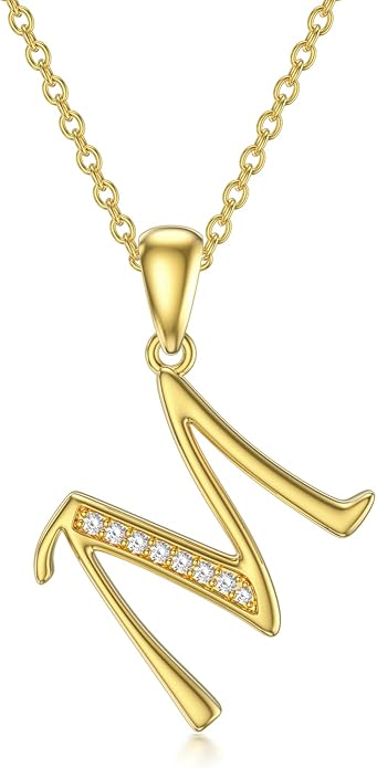 14k Gold Initial Necklace for Women, Solid Gold Moissanite Letter Pendant Necklaces Jewelry for Her Birthday Valentines Day Gifts for Mom Wife Christmas Gifts for Girlfriend Sister