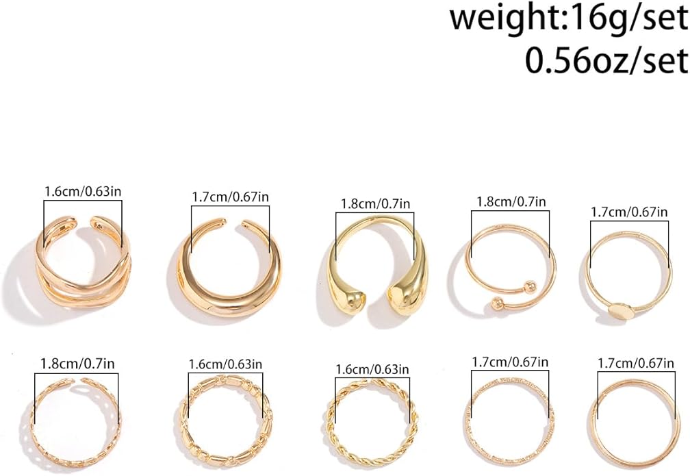 MIFYNN Chunky Gold Rings for Women Gold Silver Adjustable Thick Ring Fashion Statement Ring Open Dome Ring Chunky Silver Rings Geometric Curved Minimalist Simple Rings
