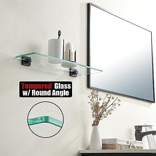 JQK Bathroom Glass Shelf Black, Tempered Glass Shower Storage 24 by 5 inches - Image 6