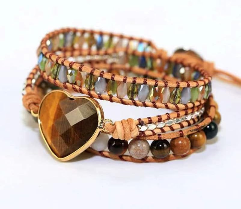 ZOSOJONA Women Wrap Bracelets Boho Natural Stone Jasper Turquoises Strand Bracelet Jewelry Collection