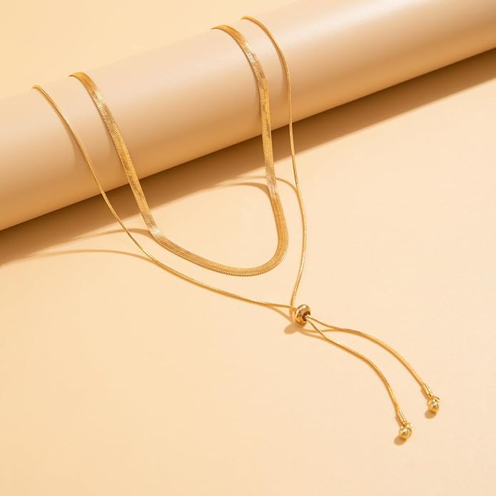 GIGB PBDK Chunky Gold Choker Necklace for Women,Trendy Silver Statement Necklace Long Snake Chain Drop Necklace,Charm Prom Body Jewelry Accessories Gifts