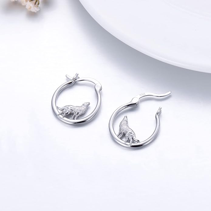 JUSTKIDSTOY Hypoallergenic Panda/Unicorn/Hummingbird/Dolphin Hoop Earrings for Women 925 Sterling Silver Animal Huggie Hoop Earrings Jewelry Gifts for Sensitive Ears