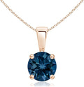 Angara Natural Blue Topaz Solitaire Pendant for Women | Classic Prong-Set Round Blue Topaz Pendant in 14K Solid Gold/Silver/Platinum With 18" Chain | December Birthday, Gemstone Jewelry Gift