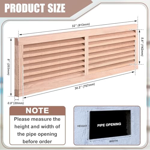 Weysat 1 Pcs 8 x 32 Inch Oak Hardwood Air Return Vent Cover Unfinished - Image 2