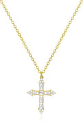 Zeffy Cross Necklace for Women,18K Gold/Silver Plated Tiny Cubic Zirconia Cross Pendant Necklace for Women Simple Layered Cross Necklaces for Women