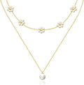 Zeffy Gold Pearl Necklace for Women, Dainty 14K Gold/Silve Plated Layered Pearl Choker Pearl Earrings Pearl Bracelets Wedding Trendy Gold Jewelry Set for Women Gifts