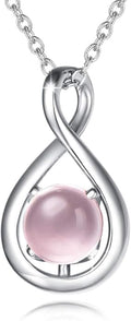 FANCIME Birthstone Necklaces for Women Fine Jewelry Sterling Silver Dainty Infinity Pendant Anniversary Birthday Christmas Gifts for Her Wife Mom Lady Daughter, Chain 16"+2" Extend