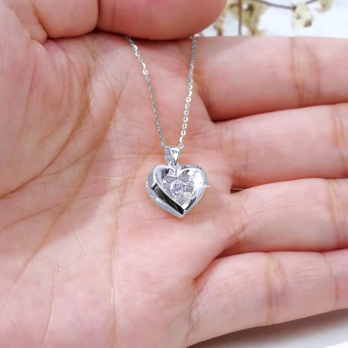 Real 18k Gold Heart Necklace for Women, Fine Cubic Zirconia Love Jewelry Gifts for Her (18kt Gold Chain 16+2 inch)