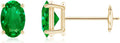 ANGARA Natural Emerald Earrings for Women | Oval Shape Emerald Classic Earrings in 14K Solid Gold/Platinum | May Birthday, Anniversary, Gemstone Jewellery Gift