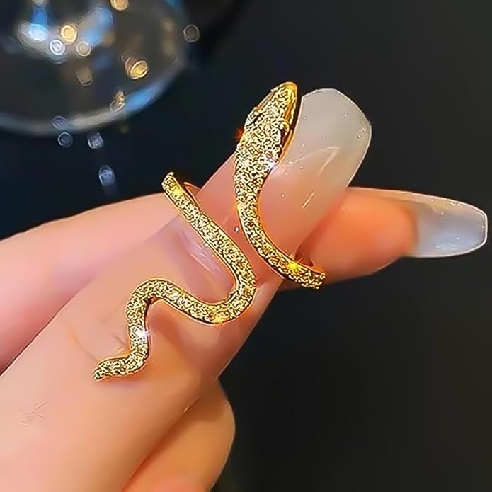 18K Gold Plated Rings for Women and Teen Girls Non Tarnish Cubic Zirconia Fidget Ring Butterfly/Snake/Mesh/Cross/Crown Knuckle Ring Open Adjustable Statement Stacking Chunky Rings