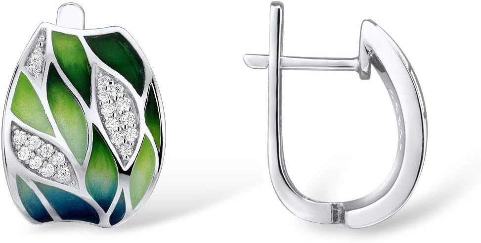 Santuzza 925 Sterling Silver Enamel Pattern Dangle Earrings