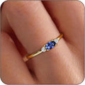 14k Gold Plated Birthstone Rings for Women Dainty Stackable Rings Non Tarnish Thumb CZ Emerald Green Gemstone Ring Cute Jewelry Birthday Valentine Gift for Mother Daughter Band Size 6-11