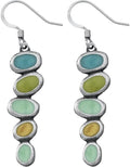 DANFORTH - Tango/Capri Wire Earrings, Lime, Aqua & Tan Artisan Jewelry for Women, 1 and 5/16” High Plus French Surgical Steel Wires, Hypoallergenic, Handcast In USA