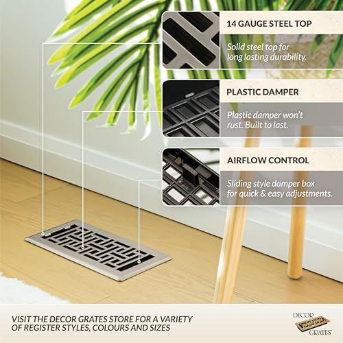 Decor Grates Metal Oriental Decorative Air Vent Cover 4x10 Floor Register – - Image 2
