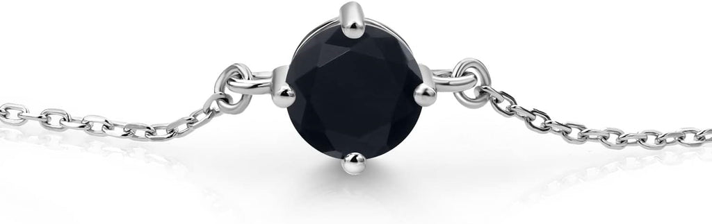 Gem Stone King Gemstone Birthstone Solitaire Bracelet For Women | 925 Sterling Silver | Round 6MM | Gift for Her Women Wife Mom Lady Daughter | Adjustable Bolo Bracelet | Easy-On Easy-Off