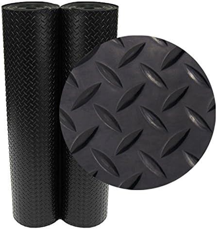 Rubber-Cal Diamond-Plate Rubber Flooring Roll - 3 mm x 4 ft x 7 ft Roll - Black by Rubber-Cal