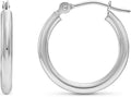 14k White Gold Classic Round Hoop Earrings