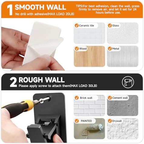 Universal Curtain Rod Holders, No Drill Curtain Rod Brackets, Self Adhesive - Image 5