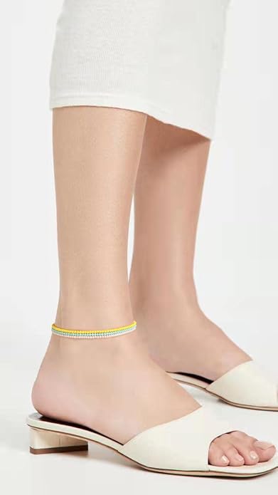XIJIN 18 Pieces Elastic Beaded Anklets for Women Handmade Beach Boho Colorful Beads Ankle Bracelets Set