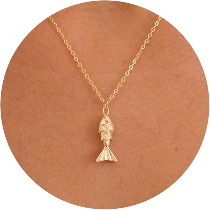 14K Gold Plated Dainty Pendant Butterfly Bead Boot Bee Baseball Flower Compass Airplane Heart Hummingbird Tree Necklace Simple Jewelry Gift for Women
