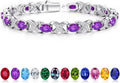 Iefil Valentines Day Gifts for Her, Oval Birthstone Tennis Bracelets for Women Wife Unique X O Design Fine Jewelry Anniversary Birthday Gift 925 Sterling Silver Birthstone Jewelry for Mom Girlfriend