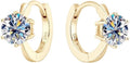 14K Gold Over S925 Sterling Silver 1ct VVS1 D-color Diamond Hoop Earrings for Women, Six-Prong Design, Ideal for Birthday Gifts for Wife