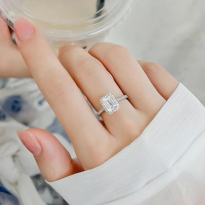 S925 Adjustable Silver Ring, Excellent Radiant Cut 1 Carat Diamond Engagement Ring, VVS2 Clarity, D-color, Timeless Beauty for Everyday Wear