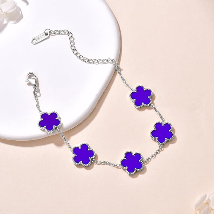 18K Gold-Plated Four Leaf Clover Bracelet for Women,Adjustable lucky Bracelet Set Jewelry Gift-Hypoallergenic Charm for Birthdays, Wellness & Daily Wear
