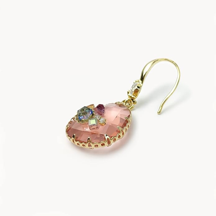 Crystal Teardrop Earrings 14K Gold Plated Dangle Earrings for Women