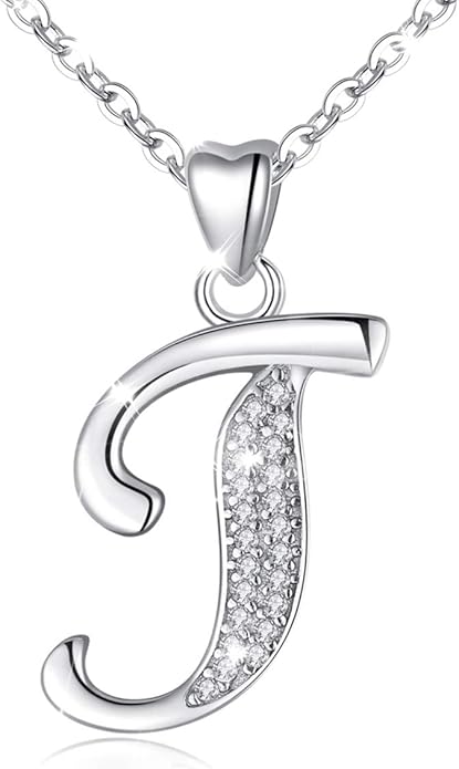 AEONSLOVE 925 Sterling Silver Initial Necklaces for Women, 26 Letters Pendants Necklace Gift for Mother, Daughter, Wife, 18 Inch Chain