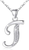 AEONSLOVE 925 Sterling Silver Initial Necklaces for Women, 26 Letters Pendants Necklace Gift for Mother, Daughter, Wife, 18 Inch Chain