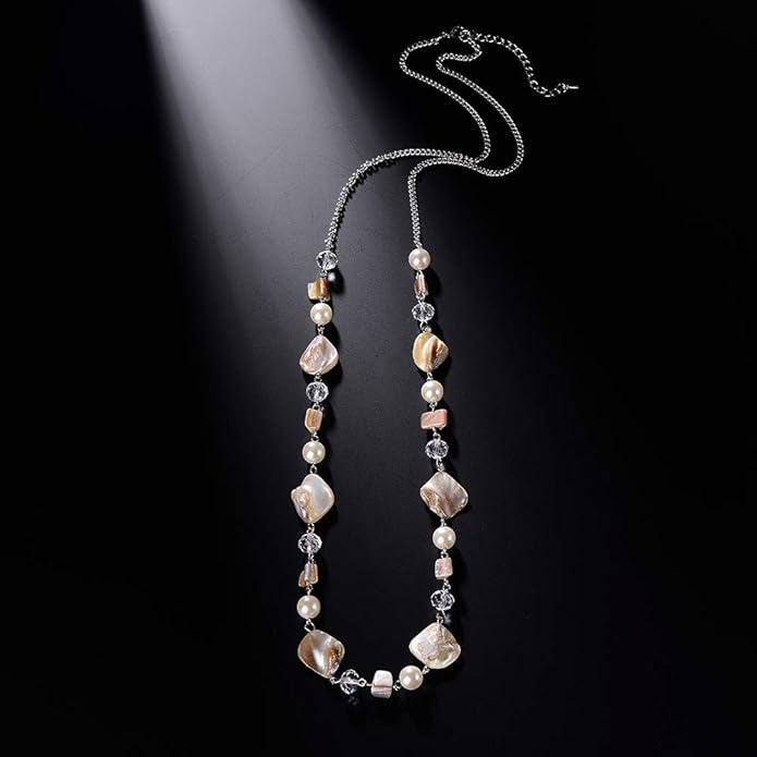 PEARL&CLUB Long Beaded Necklaces For Women - Sweater Chain Fashion Jewelry Necklace Gifts For Women