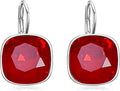 AOBOCO Sterling Silver Leverback Earrings Embellished with Crystals from Austria, Hypoallergenic Cushion Cut Square Crystal Earrings, Fine Anniversary Birthday Jewelry Gifts for Women