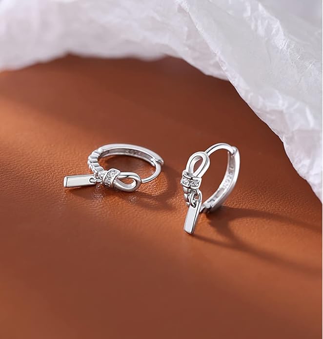 Reffeer Solid 925 Sterling Silver Minimalist Hoop Earrings for Women Teen Girls CZ Hoop Earrings Cartilage Helix Hoop Earrings Huggie