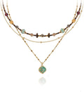 boho layered Original design Retro style multi-layer beaded necklace Fashion women's gold-plated necklace M3396