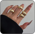MIFYNN Chunky Gold Rings for Women Gold Silver Adjustable Thick Ring Fashion Statement Ring Open Dome Ring Chunky Silver Rings Geometric Curved Minimalist Simple Rings