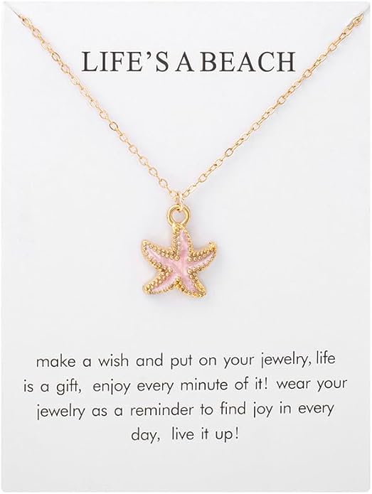 6Pcs Gold Beach Starfish Necklace Set for Women Cute Beachy Hawaii Star Fish Bulk Necklaces Pack Trendy Hawaiian Friendship Matching Jewelry Accessories
