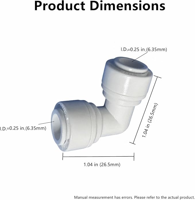1/4" RO Tubing 90-Degree Elbow Connector, Push-to-Connect Fittings - Image 2