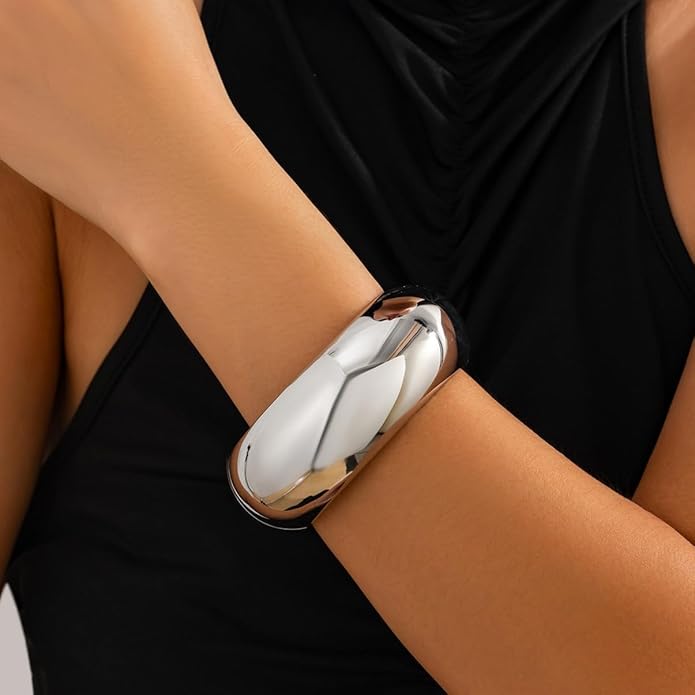 Gold/Silver Cuff Bangle Bracelets For Women Chunky Waterdrop Twisted Hinged Bangle Bracelets Minimalist Arm Cuff Bracelet Jewelry Gifts