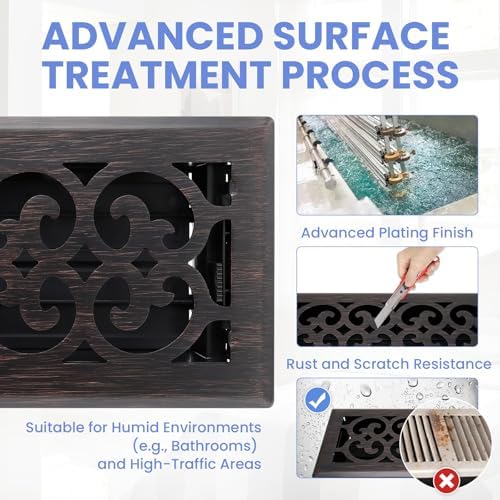 Howeall 4x10 Inches 2 Pack Heavy Duty Walkable Floor Register Easy Adjust Air - Image 3