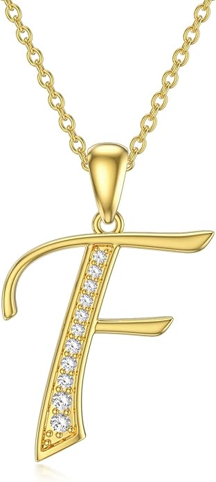 14k Gold Initial Necklace for Women, Solid Gold Moissanite Letter Pendant Necklaces Jewelry for Her Birthday Valentines Day Gifts for Mom Wife Christmas Gifts for Girlfriend Sister