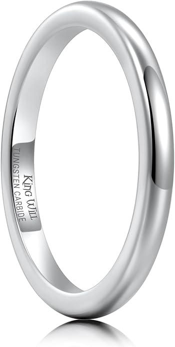 King Will Tungsten Carbide Wedding Band for Men Women Promise Rings for Couples Domed High Polish