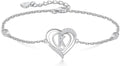 RIVIKO Heart Initial Bracelets for Women,925 Sterling Silver Letter Bracelets, Personalized Charm Alphabet Jewelry Valentines Christmas Mother’s Day Birthday Gifts for Women Friend Her Mom Wife Lady