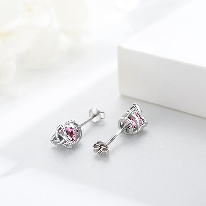 MEDWISE 925 Sterling Silver Birthstone Stud Earrings for Women Birthday Jewelry Gifts for Daughter Mother Women Valentines Day Gifts for Her