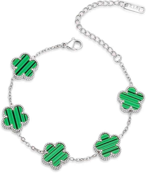 18K Gold-Plated Four Leaf Clover Bracelet for Women,Adjustable lucky Bracelet Set Jewelry Gift-Hypoallergenic Charm for Birthdays, Wellness & Daily Wear